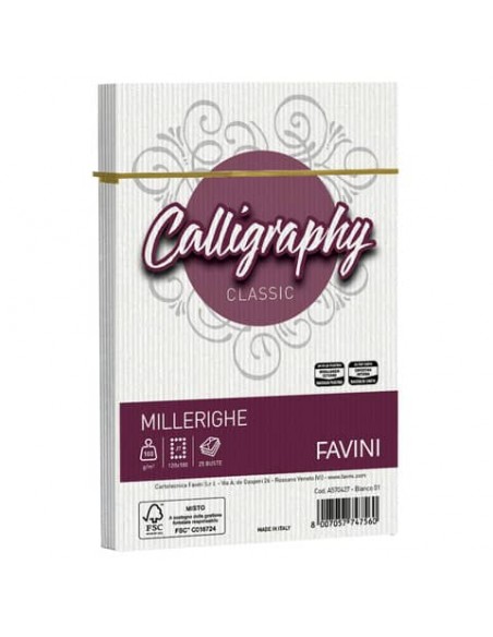 Busta Favini Millerighe formato 12x18 cm 100 g - conf. 25 pz - colore bianco A570427