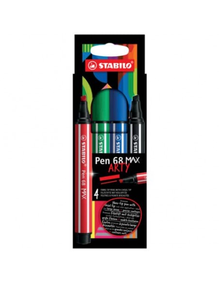 Pennarello Stabilo Pen 68 Max punta scalpello - conf. 4 pezzi - 768/04-21