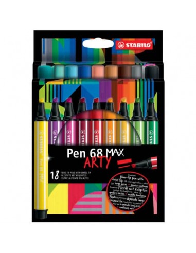 Pennarello Stabilo Pen 68 Max punta scalpello - conf. 18 pezzi - 768/18-21