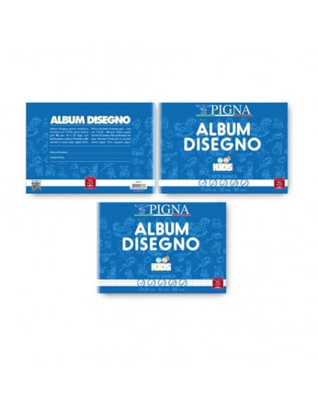 Album da disegno Pigna Kids - 17x24 cm 80 g/m² pagine bianche - 32 ff - conf. 10 pezzi - 0202906BI