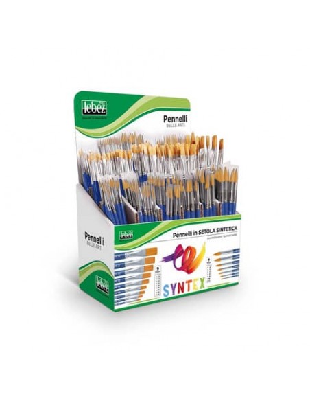 Espositore 312 pennelli Lebez Syntex in setola sintetica - punte assortite - 81330