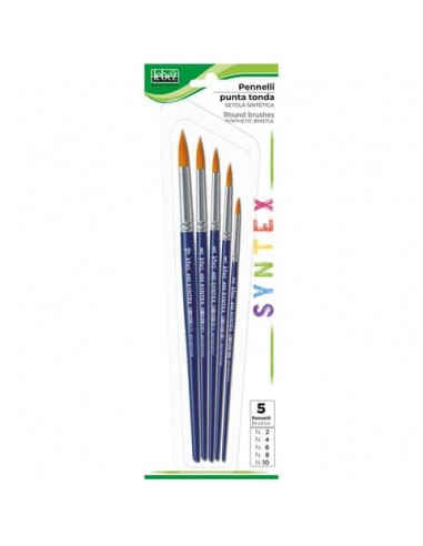 Pennelli Lebez Syntex in setole sintetiche - punta tonda - conf. 5 pz - 400B