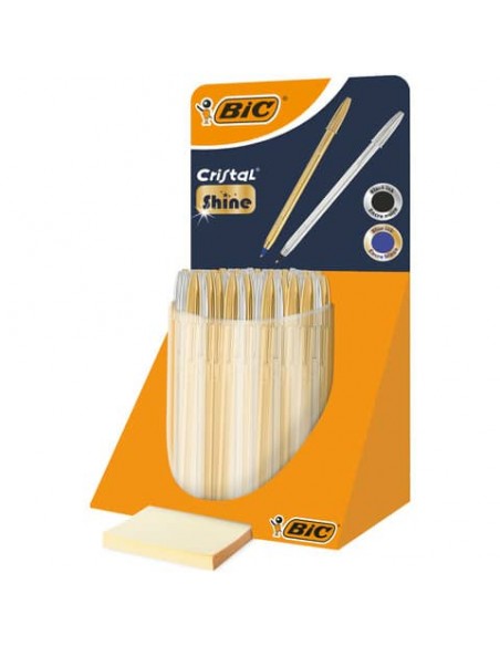 Espositore da banco 40 penne a sfera Bic Cristal fusto oro e argento - inchiostro blu e nero - 9213381