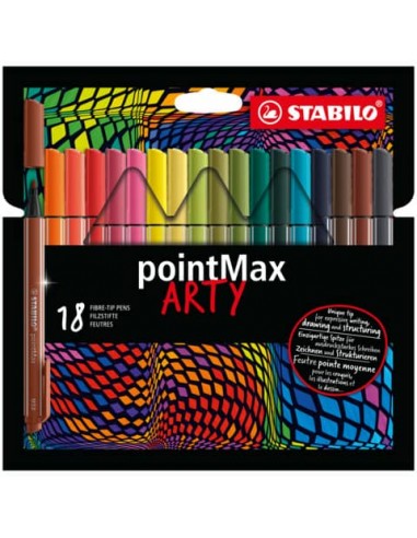 Pennarello Stabilo Point Max fineliner - punta nylon - colori assortiti - astuccio da 18 pezzi - 488/18-01