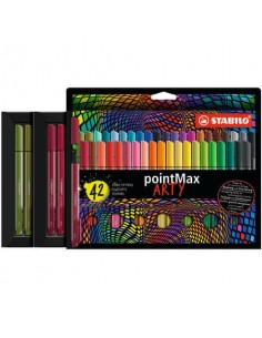 Pennarello Stabilo Point Max fineliner - punta nylon - colori assortiti - astuccio da 42 pezzi - 488/42-1-20