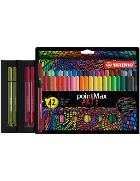 Pennarello Stabilo Point Max fineliner - punta nylon - colori assortiti - astuccio da 42 pezzi - 488/42-1-20