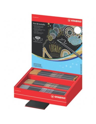 Espositore da banco 60 pennarelli Stabilo Pen 68 metallic - colori assortiti - 68/60-8-1