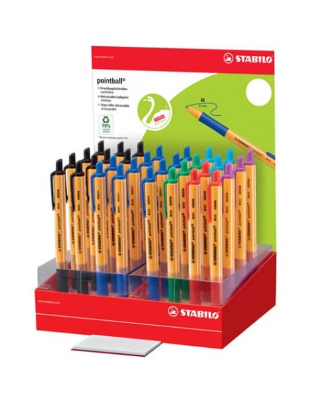 Espositore da banco 32 penne a sfera Stabilo Pointball - colori assortiti - 6030/32-1