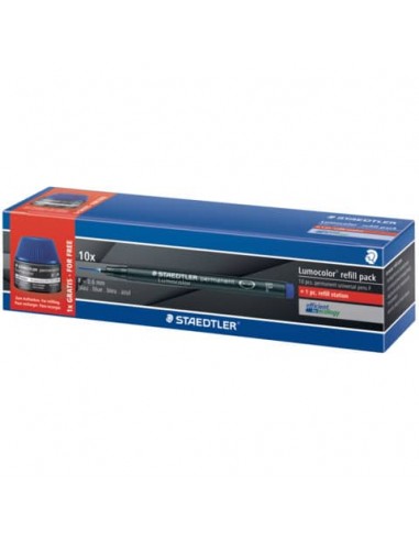 Penna Steadtler Lumocolor più refill - conf. 10 pezzi - colore inchiostro blu 318-3C10P