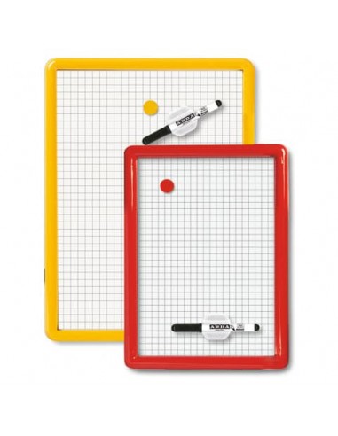 Lavagna magnetica Arda quadrettata con cornice in plastica termoformata - colori assortiti - 26x36 cm - 327Q