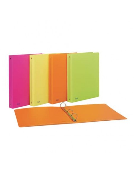 Raccoglitore a 4 anelli in PPL Neon D 30 - 22x30 cm - conf. da 10 pezzi in colori assortiti fluo - 400090369