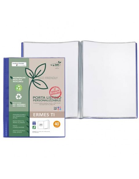Portalistini personalizzabile Sei Rota Ermes Ti in PP riciclato buccia 22x30 cm blu 40 buste - 57274007