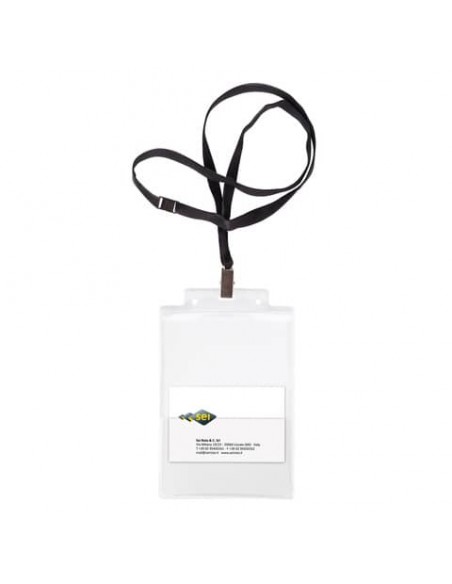 Portanome in PVC rigido Sei Rota Pass 6 ST cordoncino+pinzetta+tasca in conf. da 10 pezzi - nero - 31841700