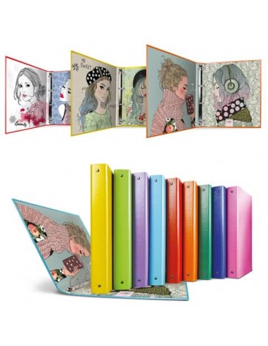 Raccoglitore in Stratopan Sei Rota Raggio A4 fantasie assortite - 4 anelli R30 mm - Ritratti - 36704099