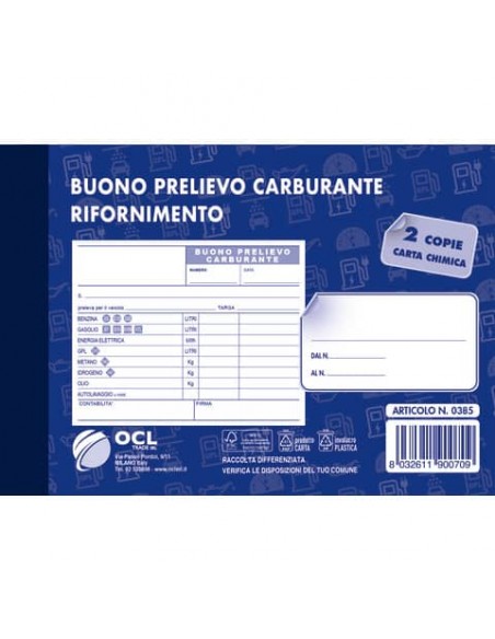 Blocco buoni prelevamento O.C.L. carburante - 0385N