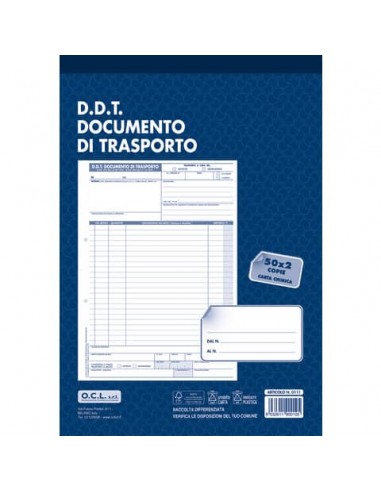 Blocco D.D.T. Mittente / Destinatario O.C.L. 21x30