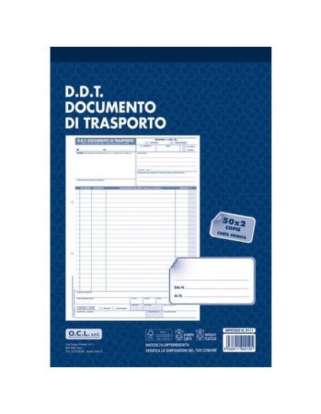 Blocco D.D.T. Mittente / Destinatario O.C.L. 21x30