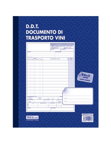 Blocco documento di trasporto vini O.C.L. 50x3 copie - 0117N