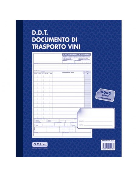 Blocco documento di trasporto vini O.C.L. 50x3 copie - 0117N