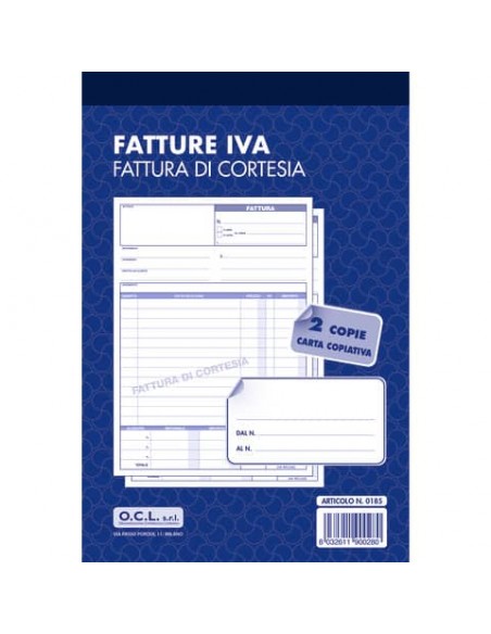 Blocco fatture di cortesia O.C.L. 14