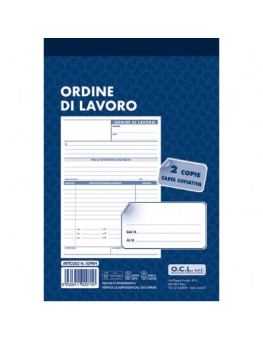 Blocco ordine di lavoro O.C.L. 14