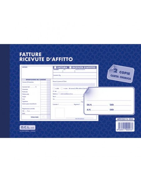 Blocco ricevute affitto O.C.L. 50x2 copie - 0205