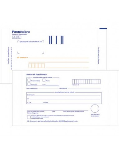 Cartoline postali bianche A.R. O.C.L. - posta prioritaria conf. da 100 pezzi - 0166N