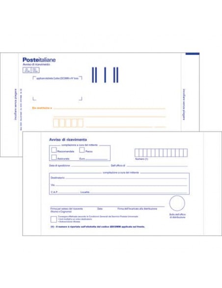 Cartoline postali bianche A.R. O.C.L. - posta prioritaria conf. da 100 pezzi - 0166N