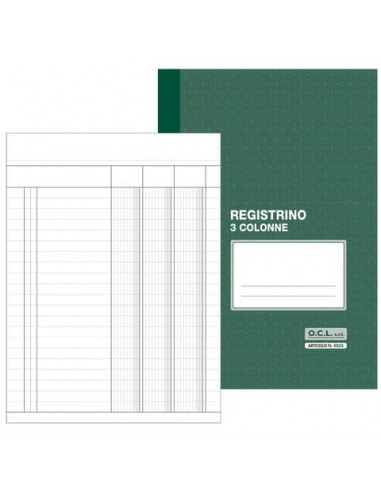 Registro a 3 colonne O.C.L. 17x23 cm 16 fogli - 0553