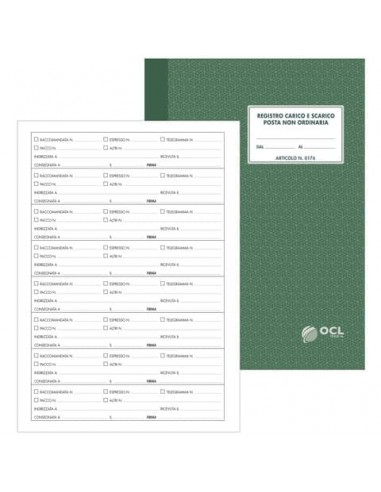 Registro di carico/scarico posta non ordinaria O.C.L. (per portinai) - 40 fogli - 0176