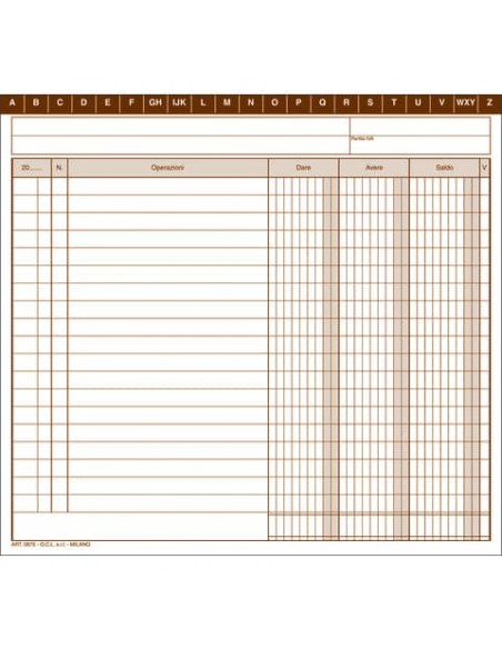 Schede a tre colonne Dare - Avere - Saldo O.C.L. 18