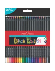 Matite colorate Faber-Castell Black Edition - colori assortiti - astuccio in cartone - conf. 24 pezzi - 116424
