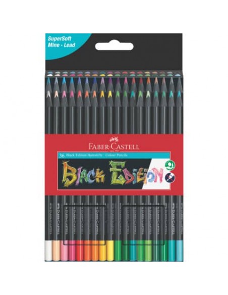 Matite colorate Faber-Castell Black Edition - colori assortiti - astuccio in cartone - conf. 36 pezzi - 116436