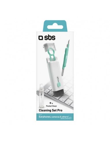 Set per pulizia multifunzione auricolari SBS - spazzolino - schermo - penna e cotone bianco - TEEARCLEANSETMULTI