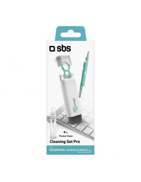 Set per pulizia multifunzione auricolari SBS - spazzolino - schermo - penna e cotone bianco - TEEARCLEANSETMULTI