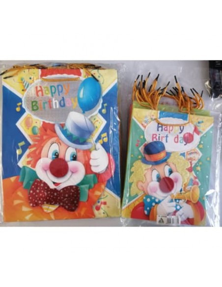 Shopper Saemec Clown 4 soggetti conf. 12 pz 26x14x34 cm SC76774