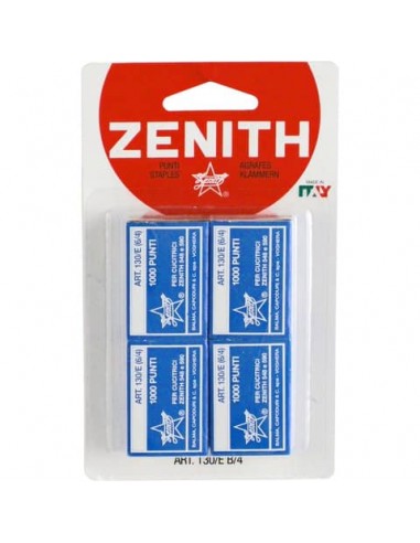 Punti Zenith art. 130/E per blister (standard 6/4) con filo in acciaio naturale n° 1.000 punti per scatola -