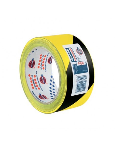 Nastro di sicurezza Eurocel nero/giallo in PVC - 50 mm x 66 m - 1000000398