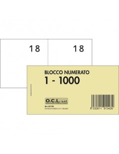 Blocchi lotteria Madre/Figlia O.C.L. - serie numerata da 1 a 1000 bianco - conf. 10 pezzi - 0213N