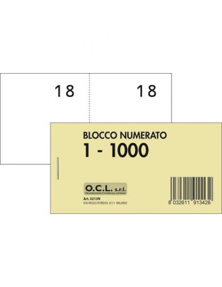 Blocchi lotteria Madre/Figlia O.C.L. - serie numerata da 1 a 1000 bianco - conf. 10 pezzi - 0213N