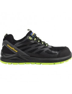 Scarpe antinfortunistiche Goodyear in tomaia KPU e mesh GY BLACKBAT S1P nero-verde TG.36 - 729636