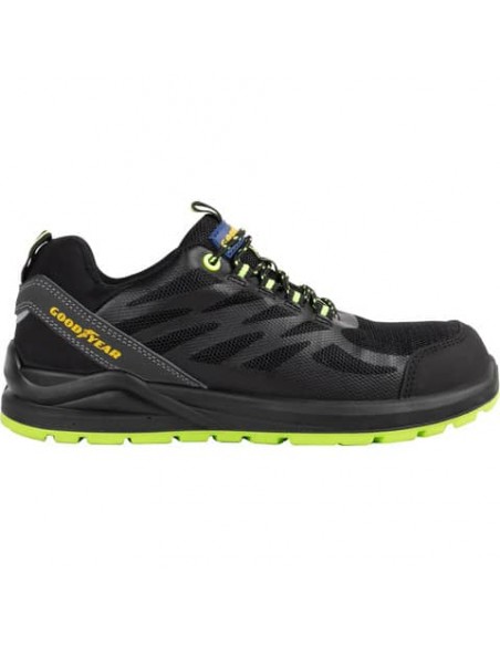 Scarpe antinfortunistiche Goodyear in tomaia KPU e mesh GY BLACKBAT S1P nero-verde TG.40 - 729640