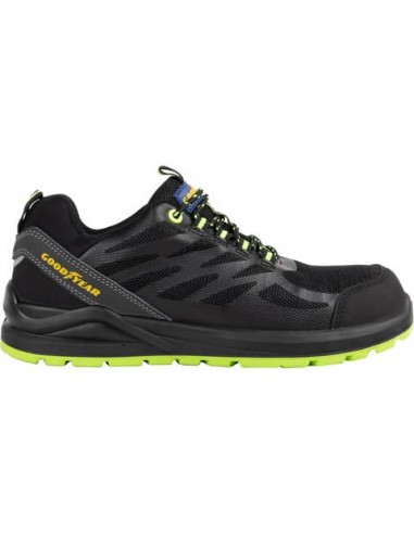 Scarpe antinfortunistiche Goodyear in tomaia KPU e mesh GY BLACKBAT S1P nero-verde TG.44 - 729644