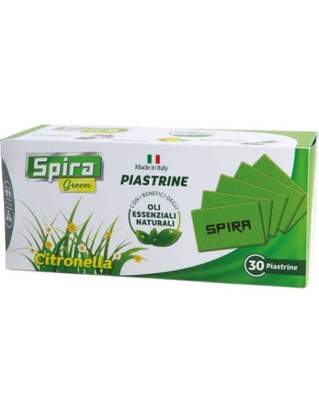Piastrine agli oli essenziali Spira Green - conf. 30 pz - profumazione citronella - 64707