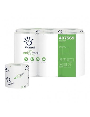 Carta igienica 2 veli Papernet Bio Tech in pura cellulosa - conf. 12 pz - bianca 407569