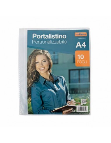 Portalistino personalizzabile Nikoffice A4 trasparente - 30 fogli 01NIK139