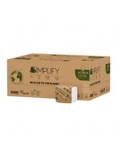 Carta igienica Simplify interfogliata in pura cellulosa 2 veli conf. 40 pz da 224 fogli bianco - 417814