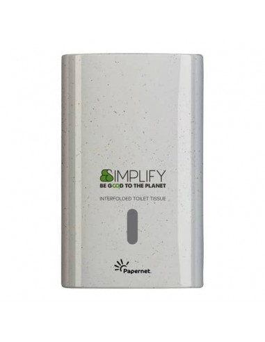 Dispenser in legno e plastica riciclati Simplify white wood per carta igienica interfogliata - 421334