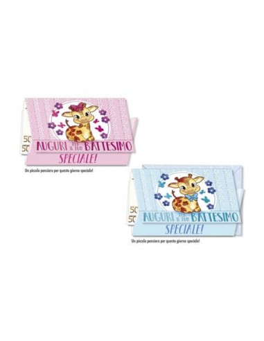 Biglietti augurali portasoldi Battesimo Cromo - conf. 12 pz - assortiti BT.8166
