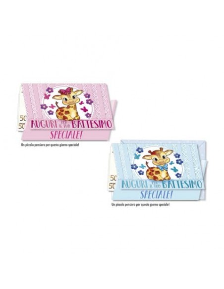 Biglietti augurali portasoldi Battesimo Cromo - conf. 12 pz - assortiti BT.8166